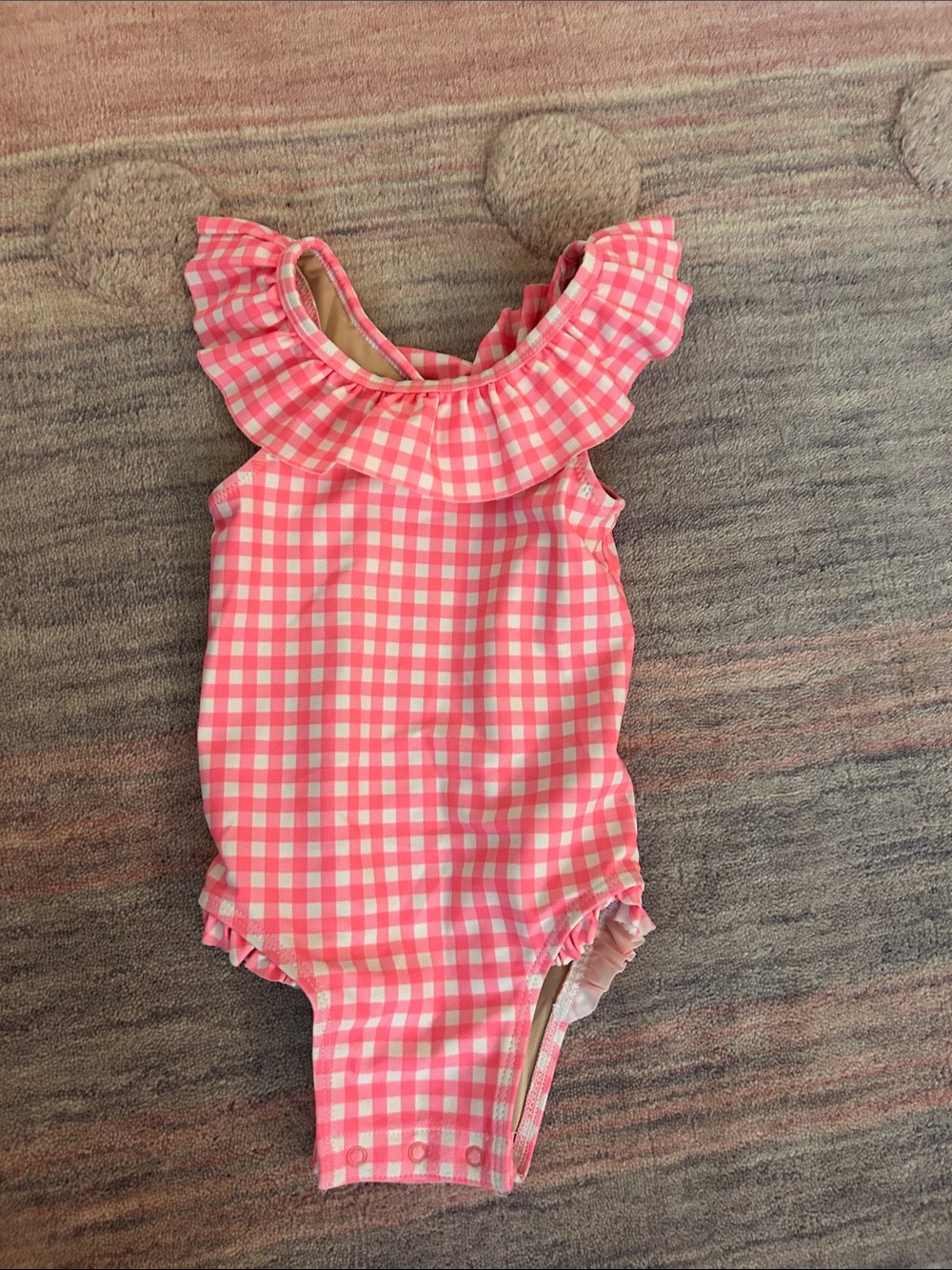 Old Navy Pink Gingham Ruffle Infant Swimsuit